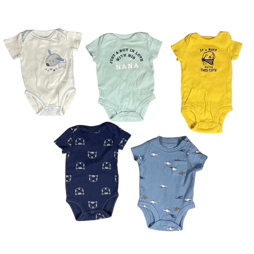 3M Baby Boy Clothes Lot 5pc Carter’s Petit Lem Just One You Bodysuits Dogs Tiger